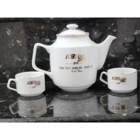 Bộ Ấm Trà Sứ In Logo – Món Quà Tinh Tế Gắn Kết Giá Trị Thương Hiệu