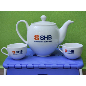 In Logo Lên Bộ Ấm Chén Gốm Sứ