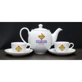 In Bình Trà Gốm Sứ In Logo