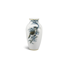 Bình hoa 27 cm - Họa Mi & Hoa Bưởi - Cobalt Vàng